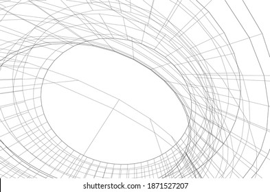 architectural drawings linear 3d illustration
