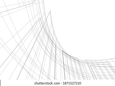 dibujos arquitectónicos ilustración lineal 3d