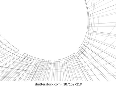 Architekturzeichnungen, lineare 3D-Abbildung