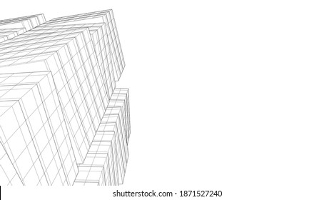 architectural drawings linear 3d illustration