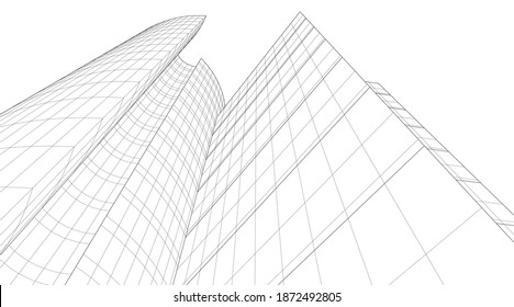 dibujos arquitectónicos ilustración lineal 3d