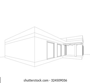 Architectural drawings. Linear vector background