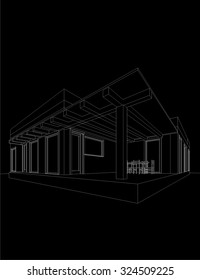 Architectural drawings. Linear vector background