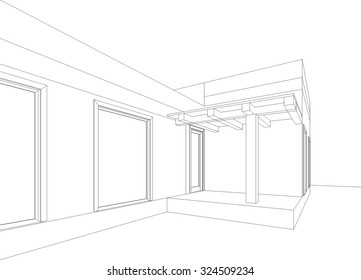 Architectural drawings. Linear vector background