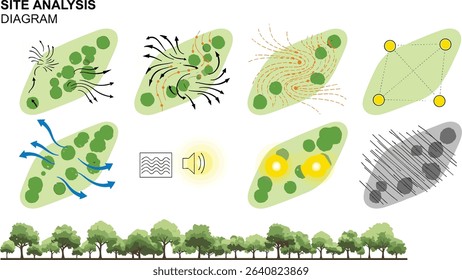 Architectural Drawings, Minimal style cad tree line drawing, isometric. timeline illustration for landscape diagram concept. information, infographics