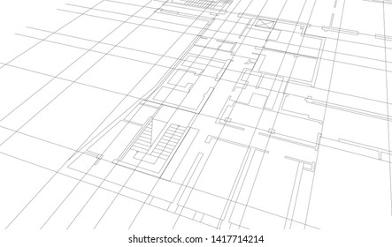 architectural drawings on white background vector illustration