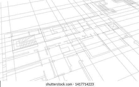 architectural drawings on white background vector illustration