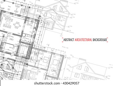 Architectural drawings on white background. Vector illustration