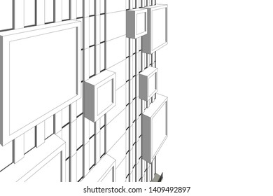  Architectural drawings vector 3d illustration