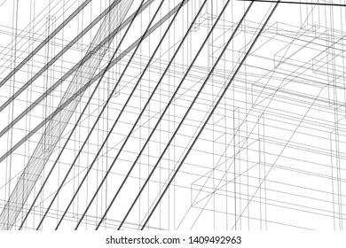  Architectural drawings vector 3d illustration