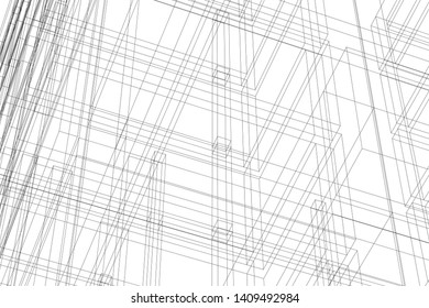  Architectural drawings vector 3d illustration