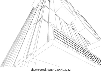  Architectural drawings vector 3d illustration