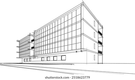 architectural drawings vector 3d illustration