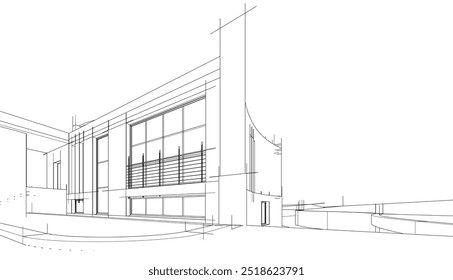 Dibujos arquitectónicos Vector Ilustración 3D