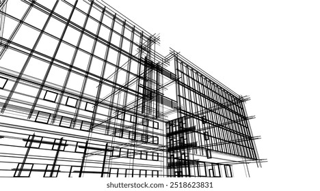 Dibujos arquitectónicos Vector Ilustración 3D