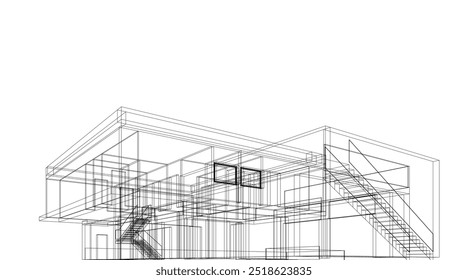 desenhos arquitetônicos vetor 3d ilustração
