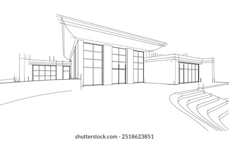 architectural drawings vector 3d illustration