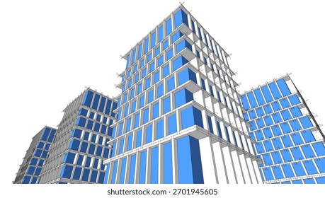 Architektonische Zeichnungen, Vektorgrafik 3d