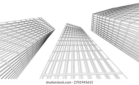 Architectural drawings vector 3d illustration