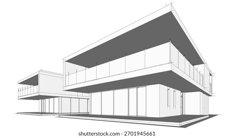 Architektonische Zeichnungen, Vektorgrafik 3d