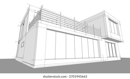 Architektonische Zeichnungen, Vektorgrafik 3d