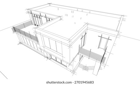 Dibujos arquitectónicos Vector 3d ilustración