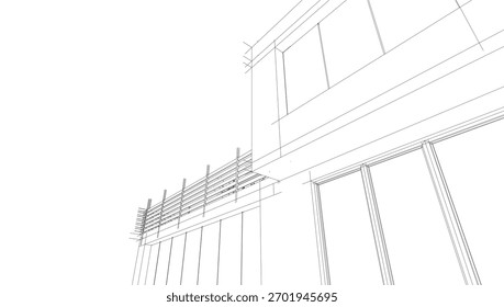 Dibujos arquitectónicos Vector 3d ilustración