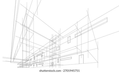 Dibujos arquitectónicos Vector 3d ilustración
