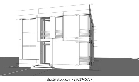 Desenhos arquiteturais vetor 3d ilustração
