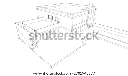 Architectural drawings vector 3d illustration