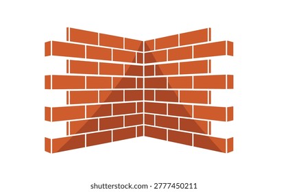 Architectural element showing a vibrant red brick wall corner, symbolizing construction, strength, and the foundational aspects of building and design, ideal for graphic projects