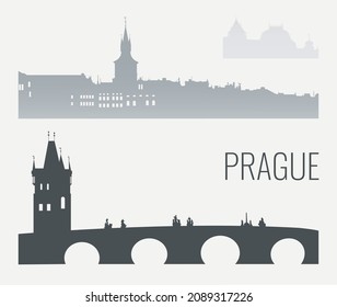 
architectural elements of prague in grey