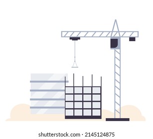 Architectural engineering machinery. Construction building crane isolated illustration