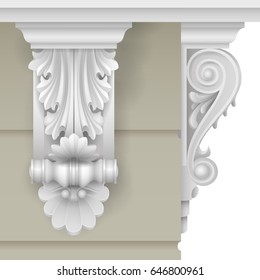 Fachada arquitectónica: soporte barroco clásico para la fachada del edificio. Gráficos vectoriales.