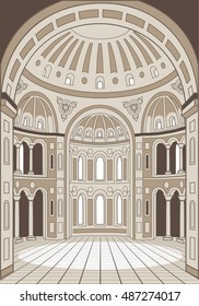 Architectural Fantasy in the Byzantine style in four colors