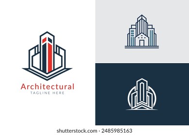 Architectural firm monoline logo set