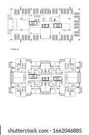 Architectural Floor Plan design of an all three bedroom apartment building