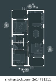Architectural Floor Plan For Home Two Bedrooms.