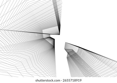 Architectural geometric background 3D rendering