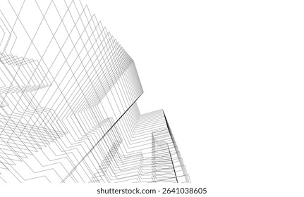 Architectural geometric background, abstract lines 3d