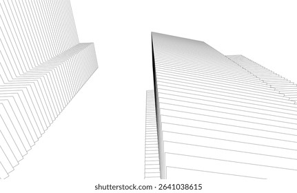 Architectural geometric background, abstract lines 3d