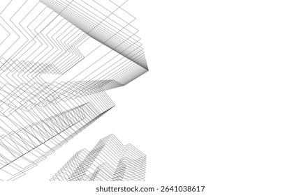 Architectural geometric background, abstract lines 3d