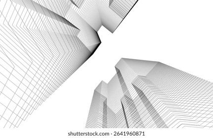 Architectural geometric background, abstract lines 3d