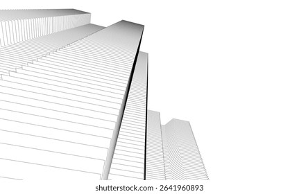 Architectural geometric background, abstract lines 3d