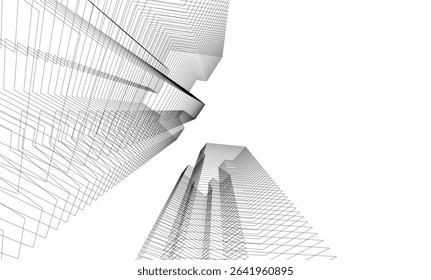 Architectural geometric background, abstract lines 3d