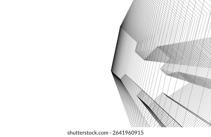 Architectural geometric background, abstract lines 3d