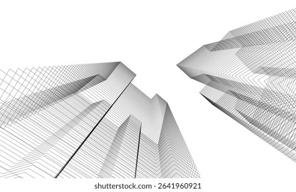 Architectural geometric background, abstract lines 3d