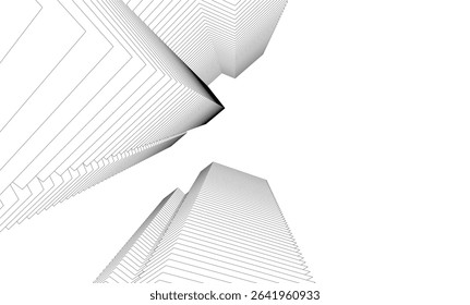 Architectural geometric background, abstract lines 3d