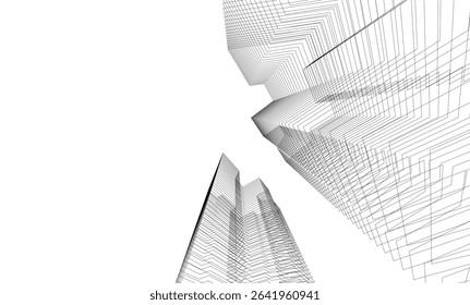 Architectural geometric background, abstract lines 3d
