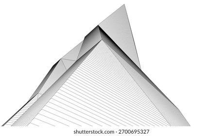 Fundo geométrico arquitetônico, linhas abstratas 3d